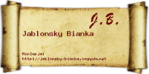 Jablonsky Bianka névjegykártya